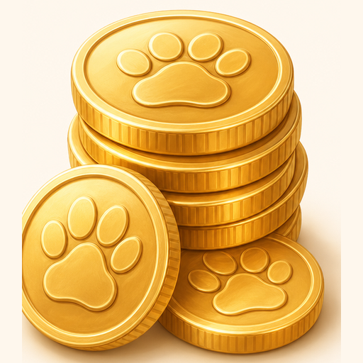 Gold paw-print credit coins