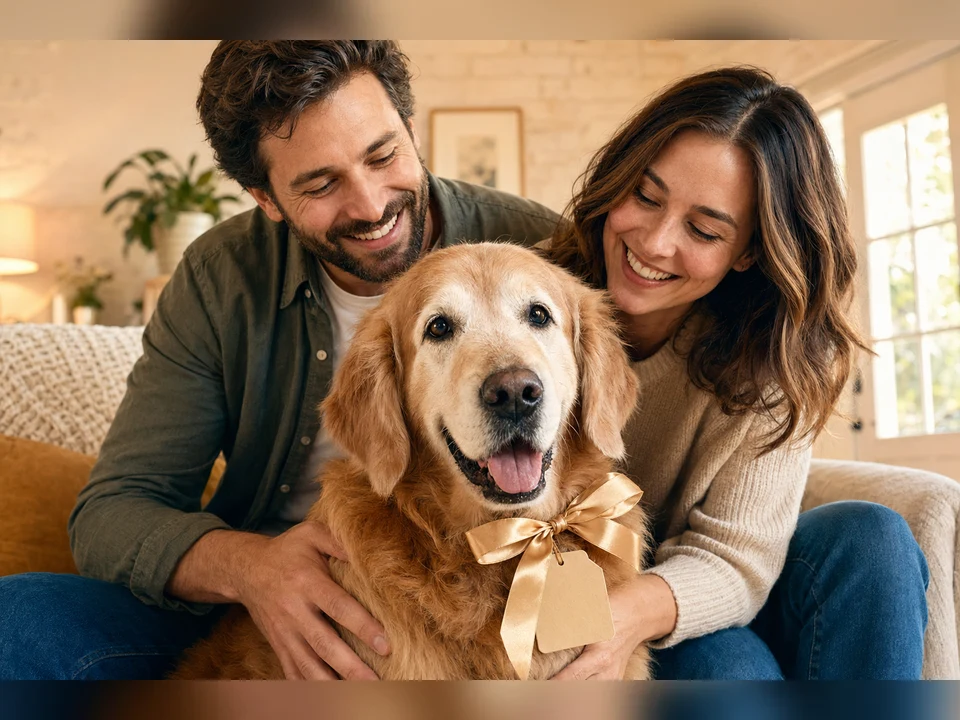 Adoption Day Portrait memorial pet portrait template preview for a dog or cat