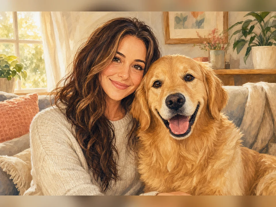 Best Friends Illustration owner and pet portrait template preview