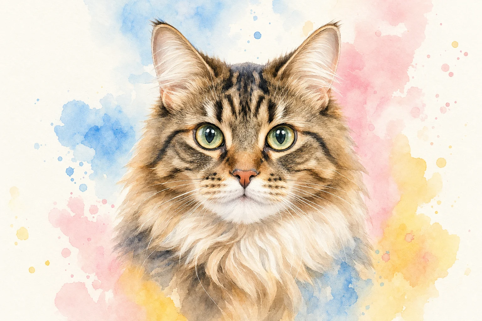 Cat watercolor portrait