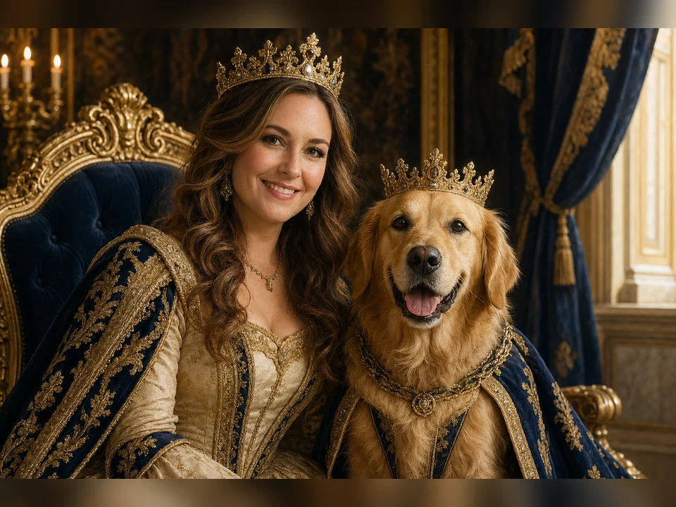 Matching Royal Portrait owner and pet portrait template preview