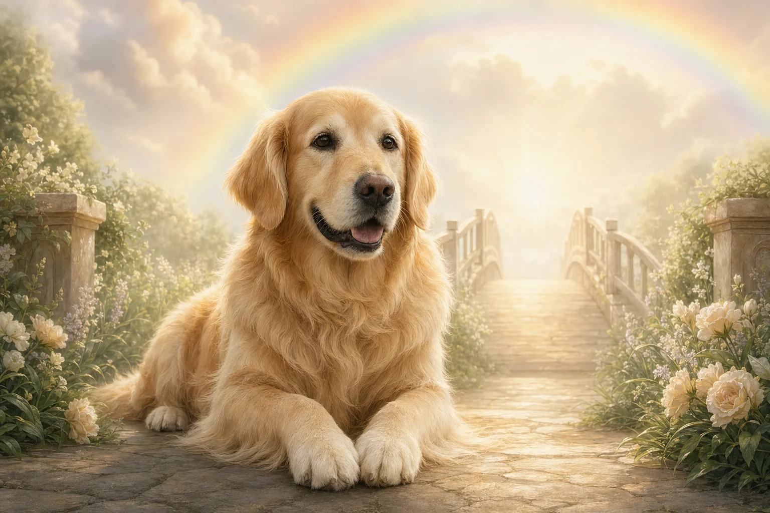 Memorial dog portrait with soft wings