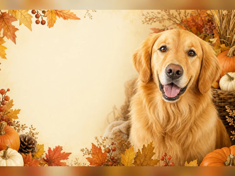 Thanksgiving Family Card pet portrait template preview